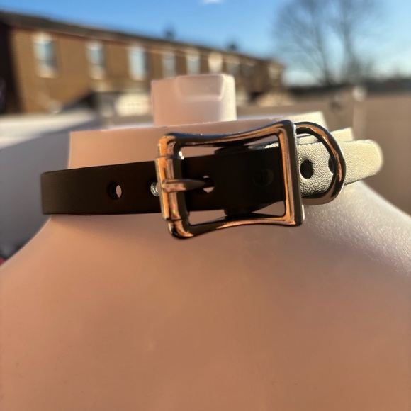 BLACK SILVER RAZORBLADE PENDANT CHOKER NECKLACE GOTH CLUB TRENDY - Picture 3 of 5